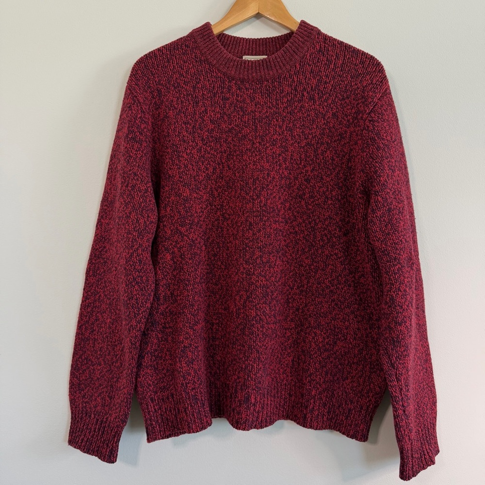 L.L. Bean Vintage 100% Lambswool Men’s Marled Red Classic Crewneck Sweater Large